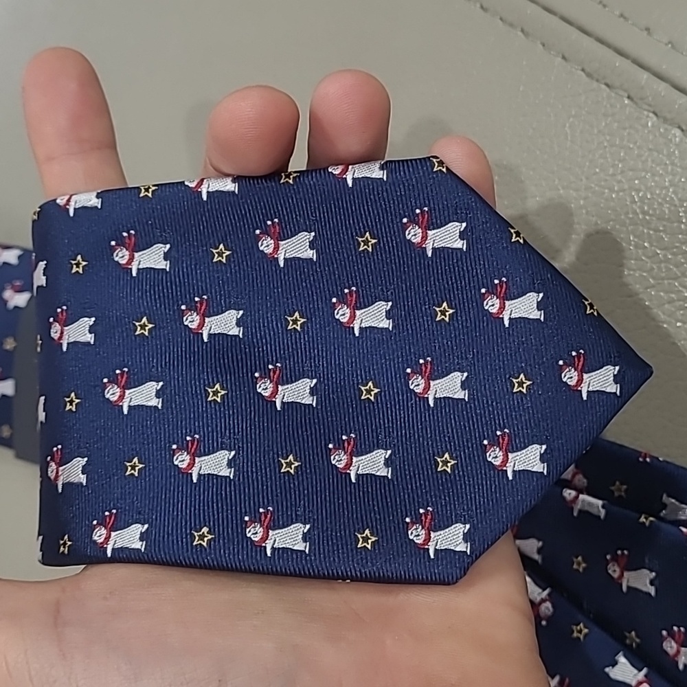 NWT Tommy Hilfiger Men's Snowmen Silk Blend Holiday 3" Tie, Navy - Picture 7 of 8